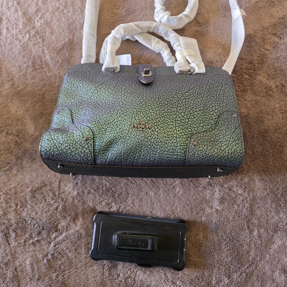 Coach Mercer 24 Iridescent Hologram Leather Satchel Crossbody NWT Auth - Picture 12 of 16